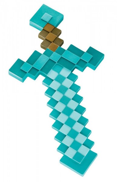 Zum Videospiel ´Minecraft´ kommt diese offiziell lizenzierte Nachbildung eines Diamant-Schwerts, gefertigt aus Kunststoff. Das Schwert ist mit Griff insgesamt ca. 51 cm lang und 25 cm breit.