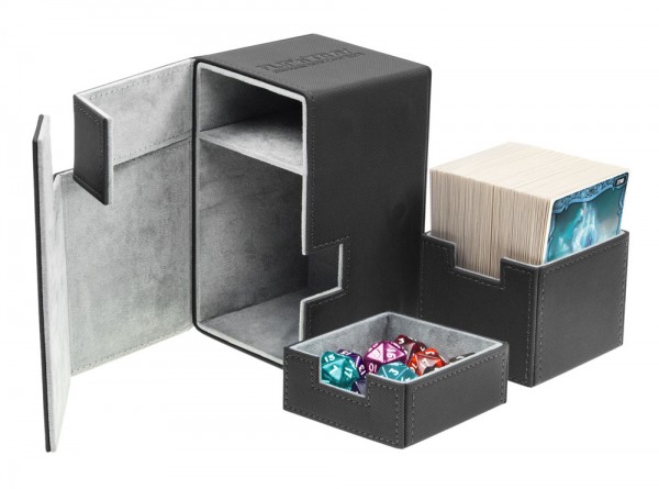 Luxuriöse Kartenbox mit Magnet-Verschluss, innovativer XenoSkin-Oberfläche und Karten- und Zubehörfächern für den Schutz und die archivierungssichere Aufbewahrung von bis zu 100 Karten der Standardgröße (z.B. Magic the Gathering, Pokemon, usw.) in zwei Hü
